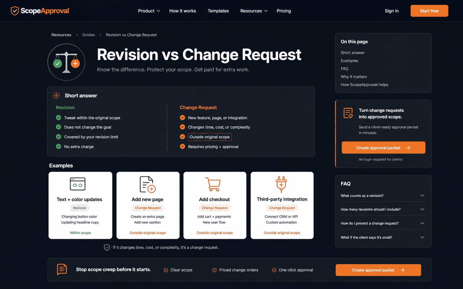 ScopeApproval educational resource page mockup